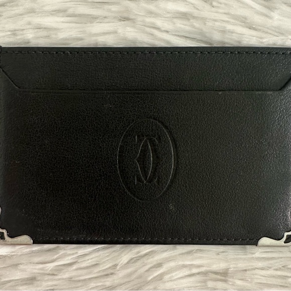 Cartier Black Leather Card Case Holder Wallet